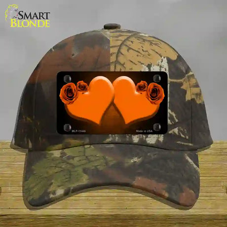 Hearts Over Roses In Orange Novelty License Plate Hat Cotton / Camoflauge