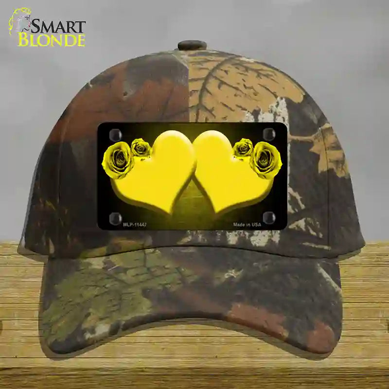 Hearts Over Roses In Yellow Novelty License Plate Hat Cotton / Camoflauge