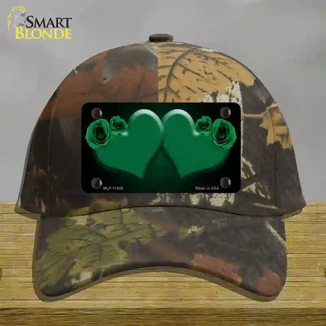 Hearts Over Roses In Green Novelty License Plate Hat Cotton / Camoflauge