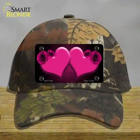 Hearts Over Roses In Pink Novelty License Plate Hat Cotton / Camoflauge