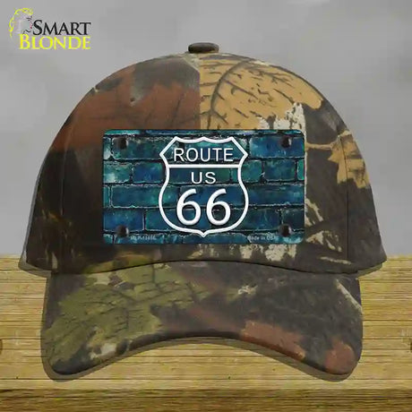 Route 66 Blue Brick Wall Novelty License Plate Hat Cotton / Camoflauge