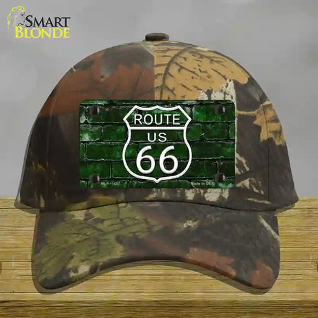 Route 66 Green Brick Wall Novelty License Plate Hat Cotton / Camoflauge