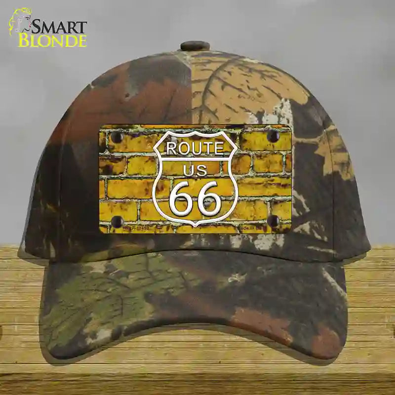 Route 66 Yellow Brick Wall Novelty License Plate Hat Cotton / Camoflauge