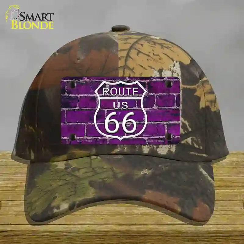 Route 66 Purple Brick Wall Novelty License Plate Hat Cotton / Camoflauge