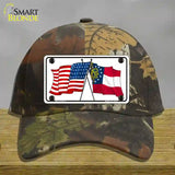 Georgia Crossed US Flag Novelty License Plate Hat Cotton / Camoflauge