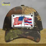 Hawaii Crossed US Flag Novelty License Plate Hat Cotton / Camoflauge