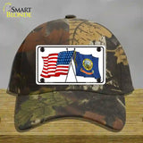 Idaho Crossed US Flag Novelty License Plate Hat Cotton / Camoflauge