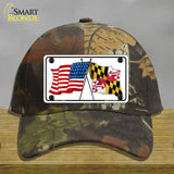 Maryland Crossed US Flag Novelty License Plate Hat Cotton / Camoflauge