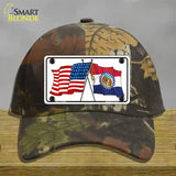 Missouri Crossed US Flag Novelty License Plate Hat Cotton / Camoflauge