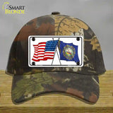 New Hampshire Crossed US Flag Novelty License Plate Hat Cotton / Camoflauge