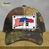 North Carolina Crossed US Flag Novelty License Plate Hat Cotton / Camoflauge