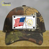 Rhode Island Crossed US Flag Novelty License Plate Hat Cotton / Camoflauge