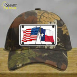 Texas Crossed US Flag Novelty License Plate Hat Cotton / Camoflauge