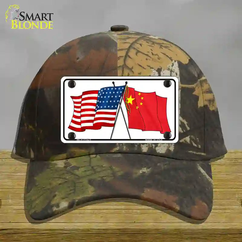 China Crossed US Flag Novelty License Plate Hat Cotton / Camoflauge