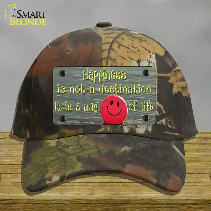 Happiness Way Of Life Ball Novelty License Plate Hat Cotton / Camoflauge