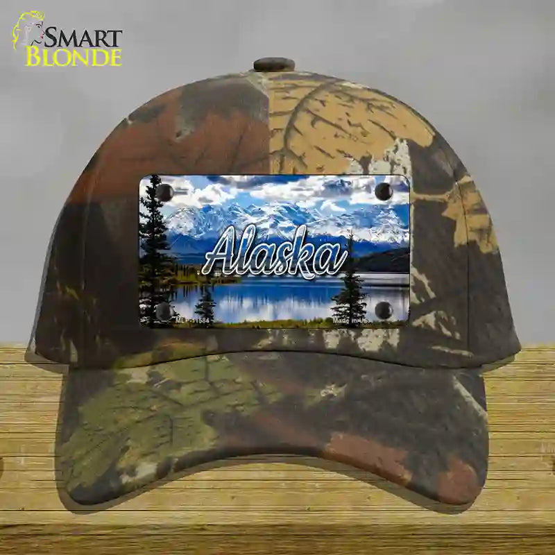 Alaska Snowy Mountains State Novelty License Plate Hat Cotton / Camoflauge