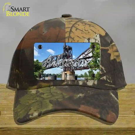 Arkansas Rusty Bridge State Novelty License Plate Hat Cotton / Camoflauge