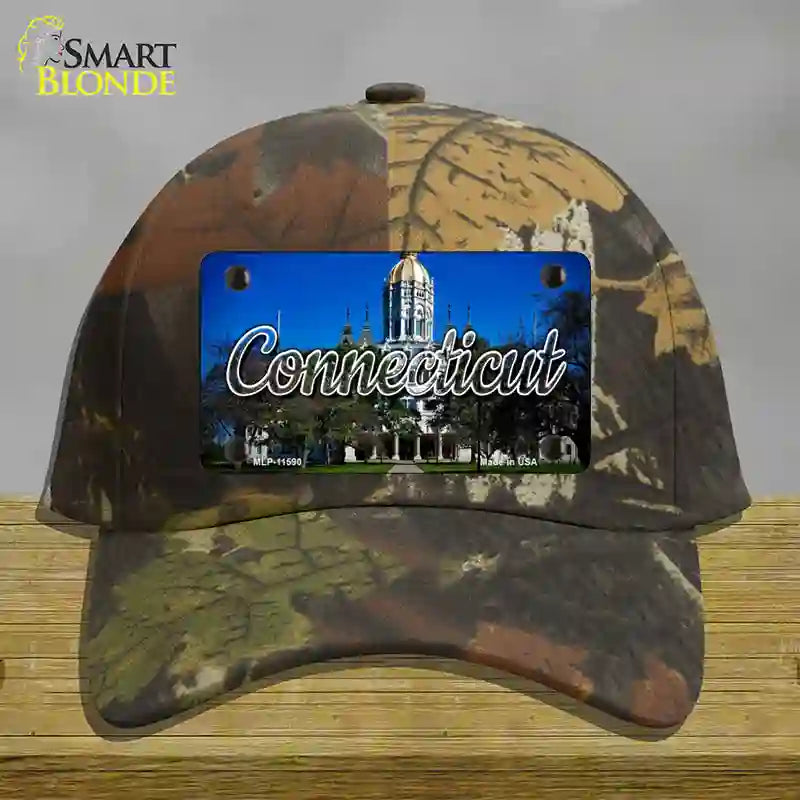 Connecticut Capital Building State Novelty License Plate Hat Cotton / Camoflauge