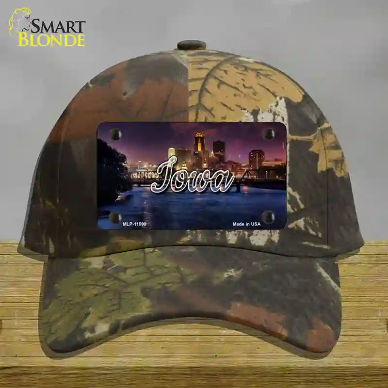 Iowa Bridge City Lights State Novelty License Plate Hat Cotton / Camoflauge