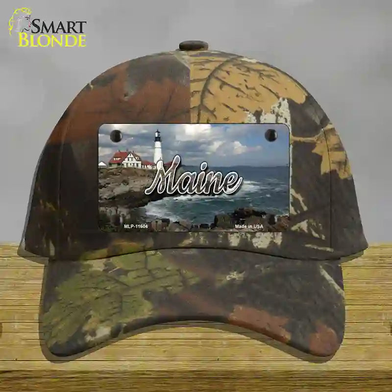 Maine Lighthouse Beach State Novelty License Plate Hat Cotton / Camoflauge