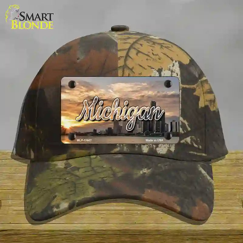 Michigan City Sunset State Novelty License Plate Hat Cotton / Camoflauge