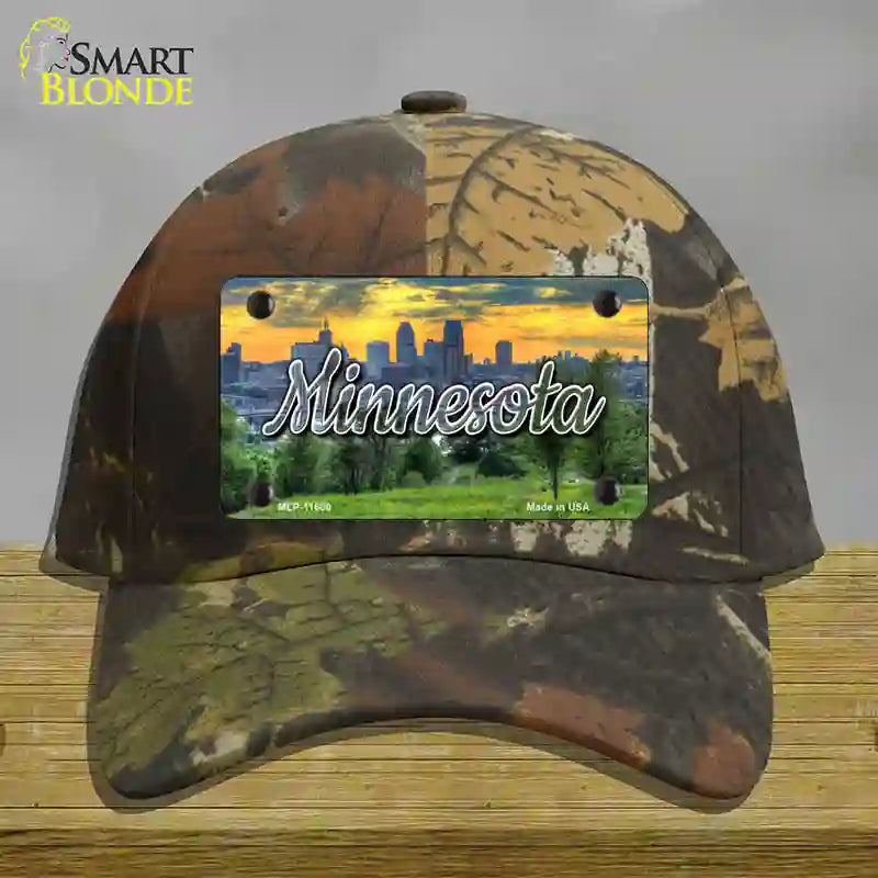 Minnesota City Skyline Sunset State Novelty License Plate Hat Cotton / Camoflauge