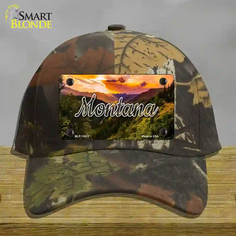 Montana Forest Sunset State Novelty License Plate Hat Cotton / Camoflauge