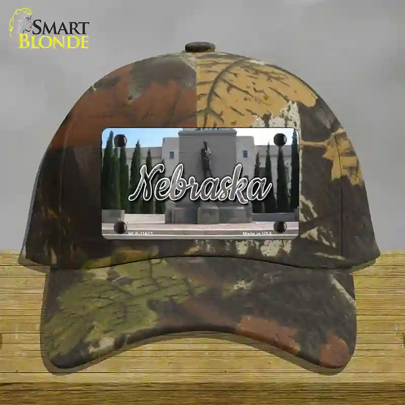 Nebraska Capital Building State Novelty License Plate Hat Cotton / Camoflauge