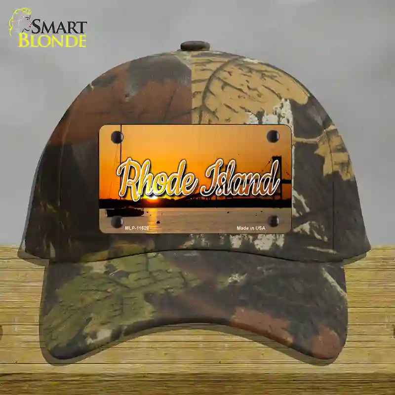 Rhode Island River Sunset State Novelty License Plate Hat Cotton / Camoflauge