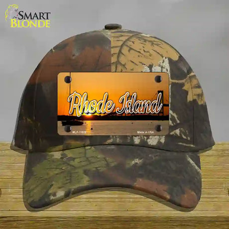 Rhode Island River Sunset State Novelty License Plate Hat Cotton / Camoflauge