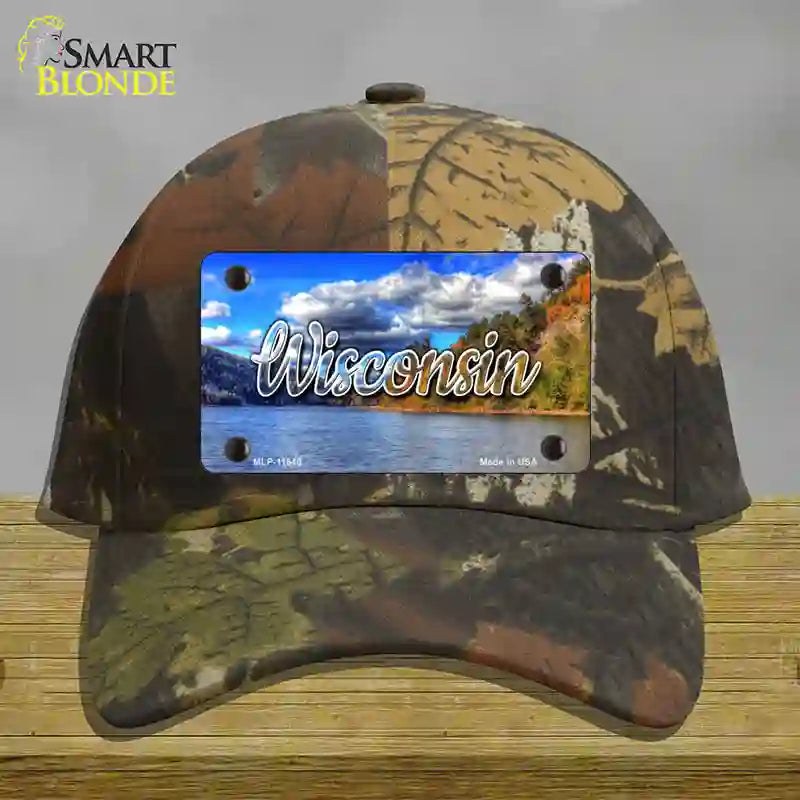 Wisconsin Colorful Lake State Novelty License Plate Hat Cotton / Camoflauge