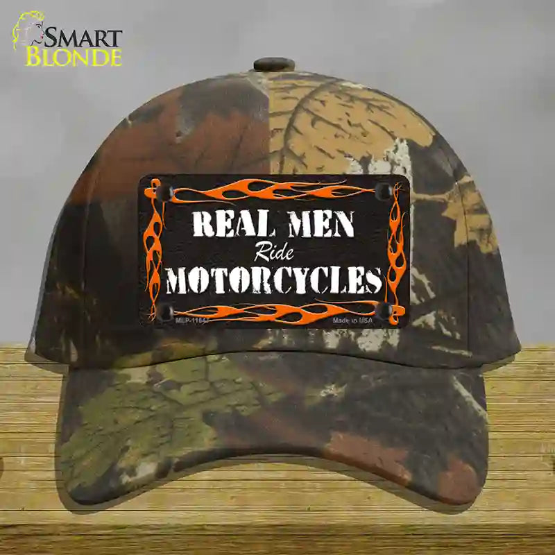 Real Men Ride Motorcycles Novelty License Plate Hat Cotton / Camoflauge