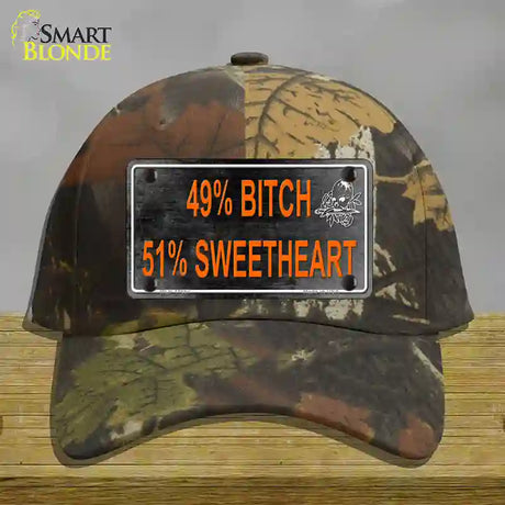 49 Percent Bitch 51 Percent Sweet Novelty License Plate Hat Cotton / Camoflauge