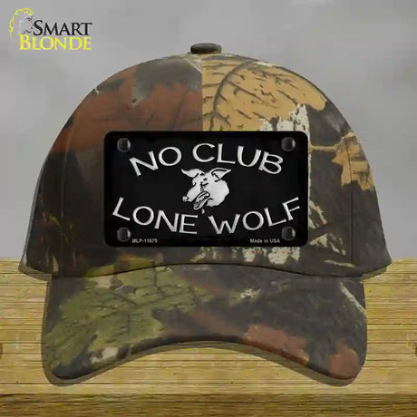 No Club Lone Wolf Novelty License Plate Hat Cotton / Camoflauge