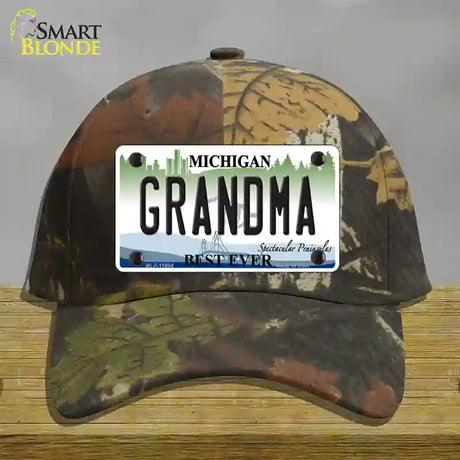 Grandma Michigan Novelty License Plate Hat Cotton / Camoflauge