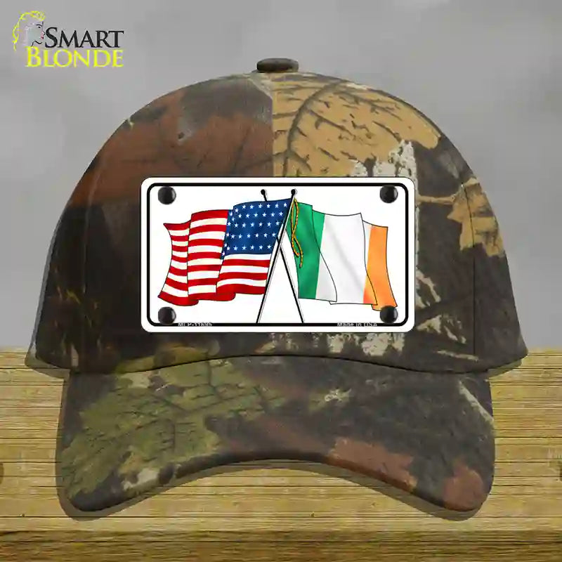 Ireland USA Crossed Flag Novelty License Plate Hat Cotton / Camoflauge