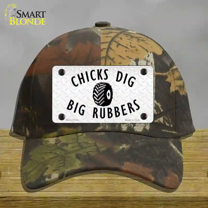 Chicks Dig Big Rubbers Novelty License Plate Hat Cotton / Camoflauge