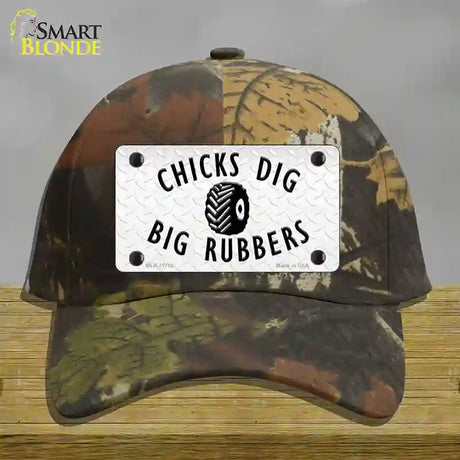 Chicks Dig Big Rubbers Novelty License Plate Hat Cotton / Camoflauge