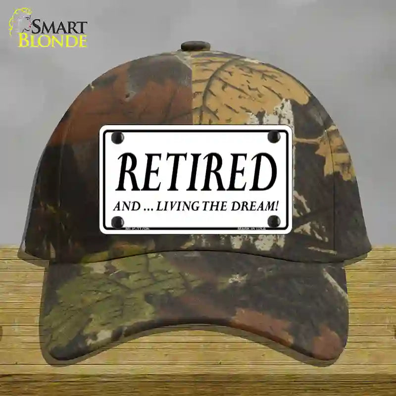 Retired And Living The Dream Novelty License Plate Hat Cotton / Camoflauge