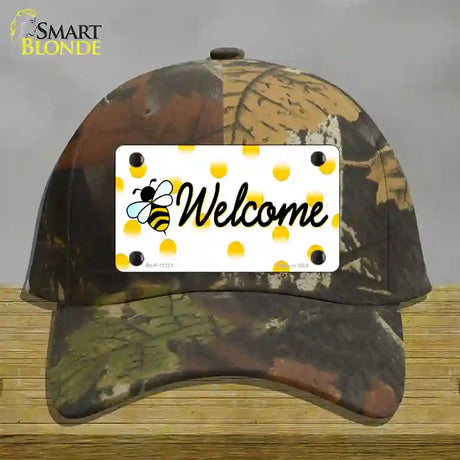 Welcome Bee Novelty License Plate Hat Cotton / Camoflauge