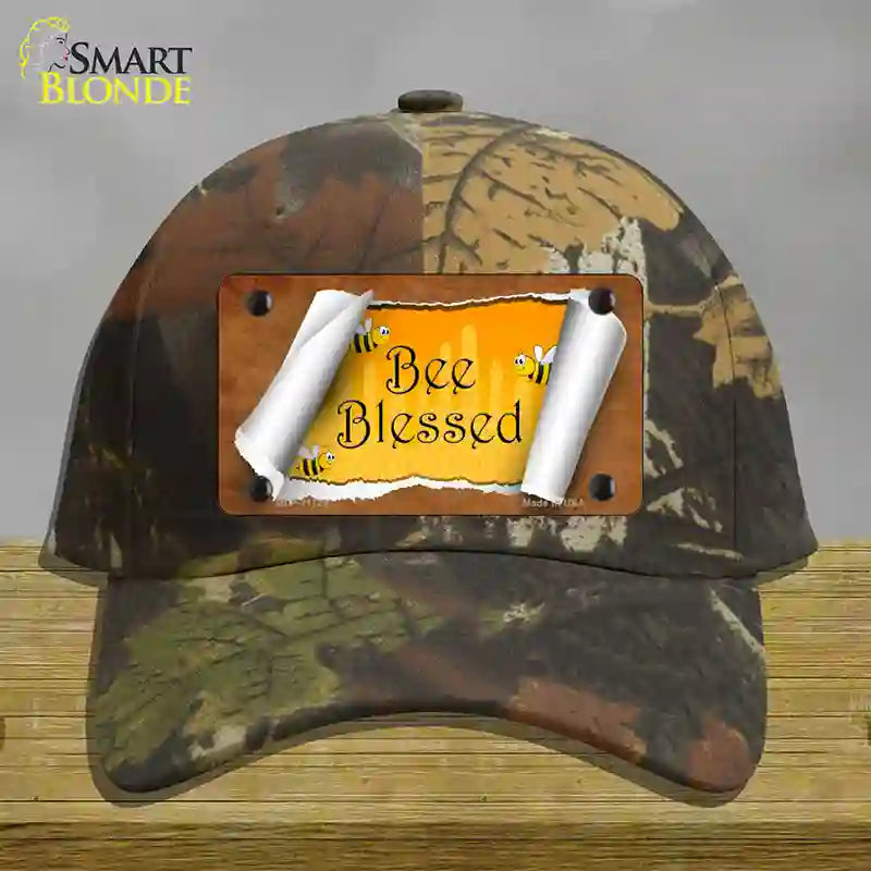 Bee Blessed Scroll Novelty License Plate Hat Cotton / Camoflauge