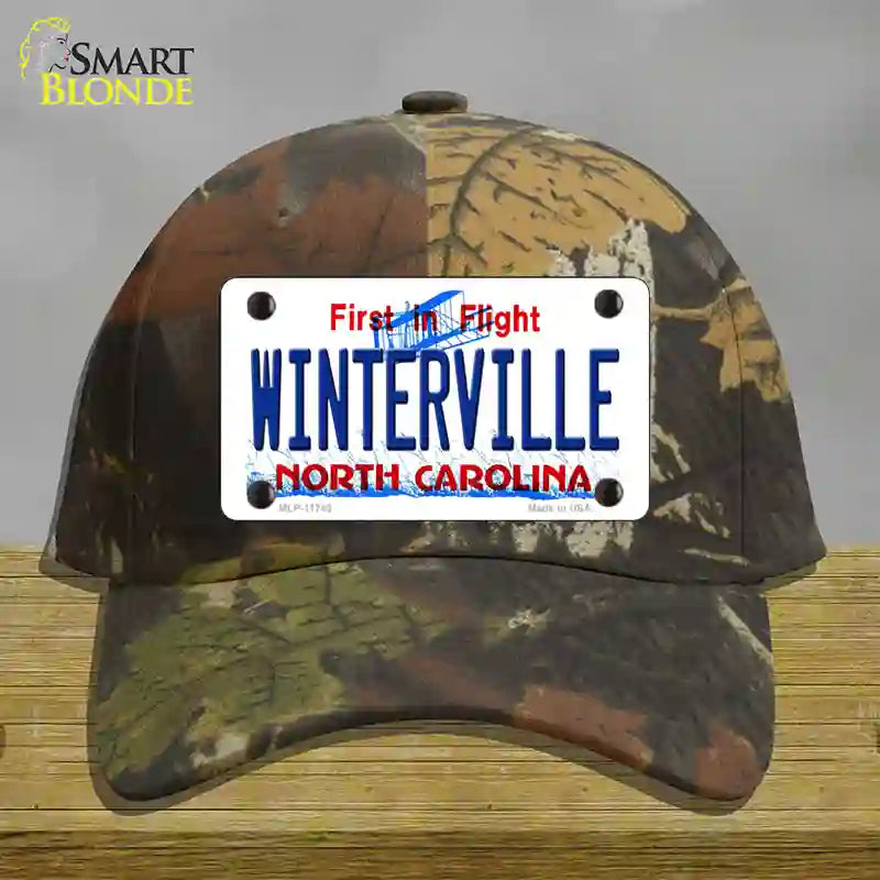 Winterville North Carolina State Novelty License Plate Hat Cotton / Camoflauge