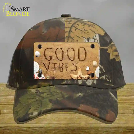 Good Vibes in the Sand Novelty License Plate Hat Cotton / Camoflauge