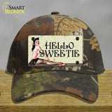 Hello Sweetie Vintage Pinup Novelty License Plate Hat Cotton / Camoflauge