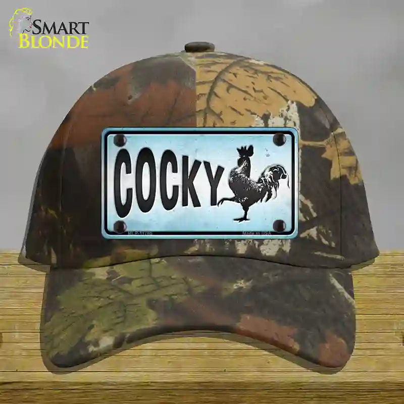 Cocky Chicken Novelty License Plate Hat Cotton / Camoflauge