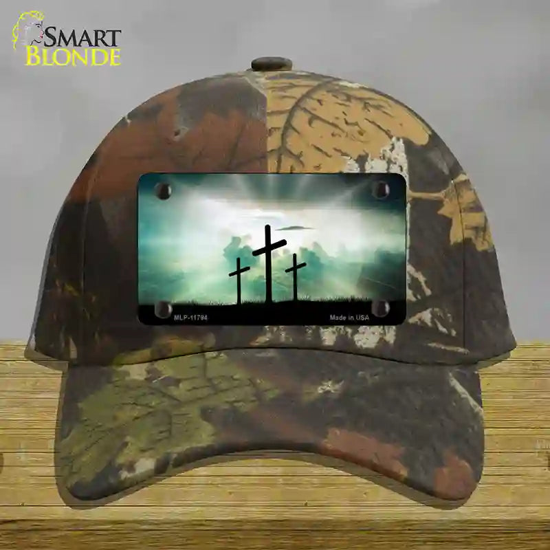 Crosses in the Sun Blue Novelty License Plate Hat Cotton / Camoflauge