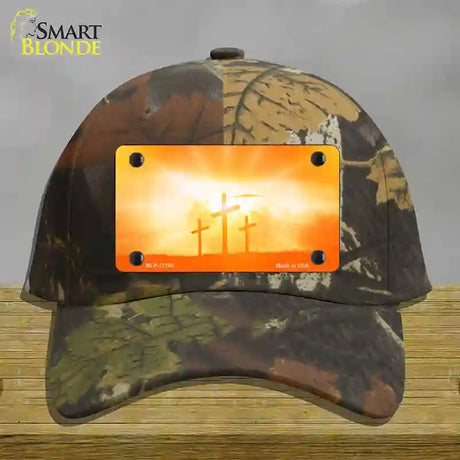 Crosses in the Sun Orange Novelty License Plate Hat Cotton / Camoflauge