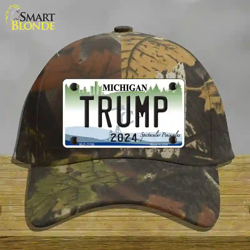 Trump 2024 Michigan Background Novelty License Plate Hat Cotton / Camoflauge