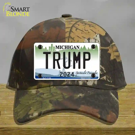 Trump 2024 Michigan Background Novelty License Plate Hat Cotton / Camoflauge