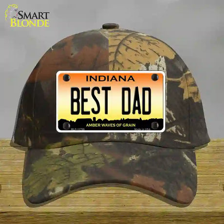 Best Dad Indiana Novelty License Plate Hat Cotton / Camoflauge